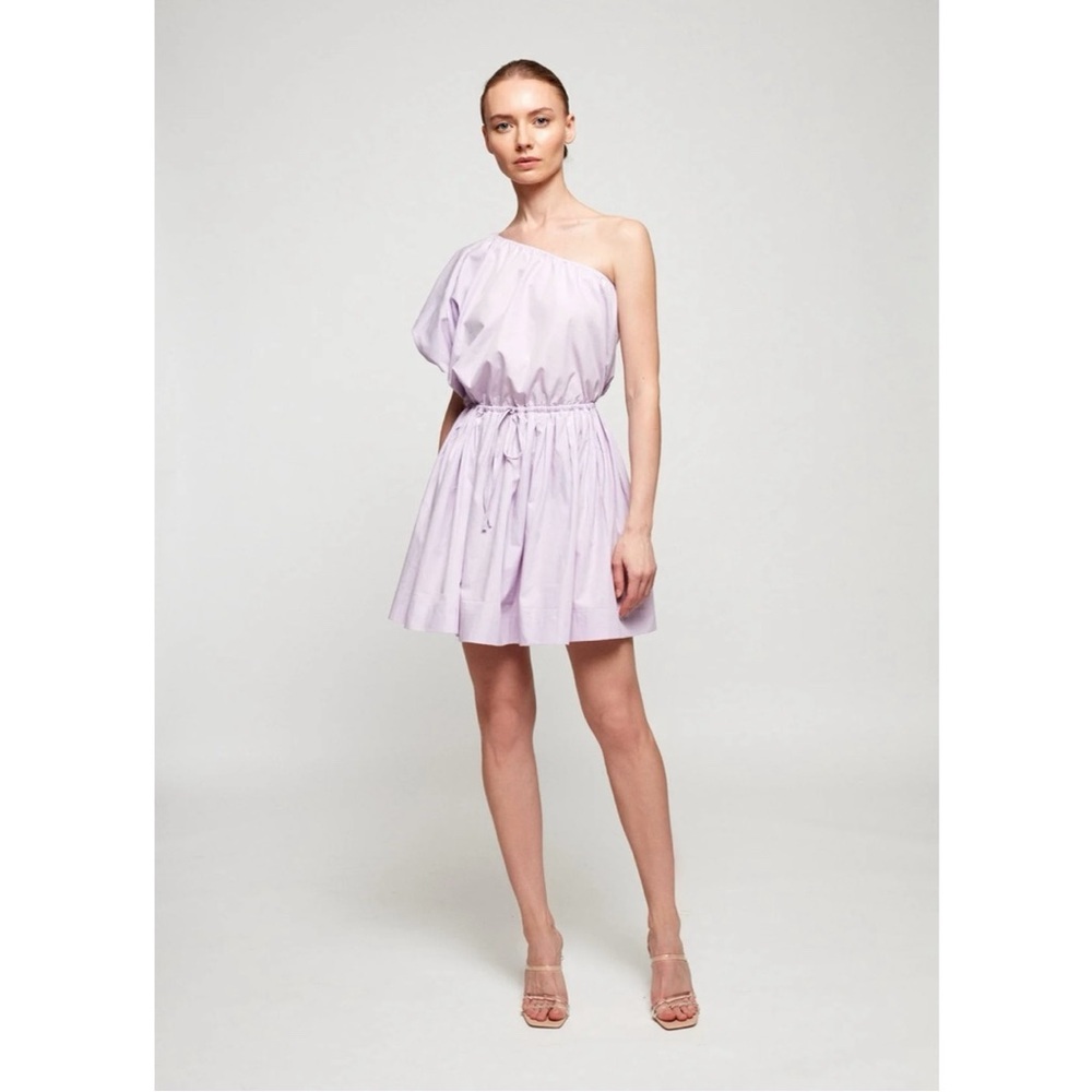 SWF S/W/F Exaggerated Puff Sleeve Mini Dress One Shoulder Pastel Purple XS